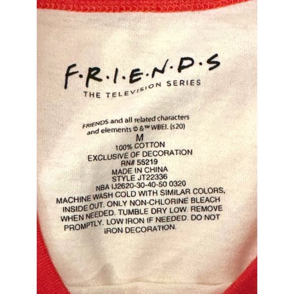 Friends Rainbow T-shirt Beige with Multicolor Neck and Cuffs M - Picture 8 of 8